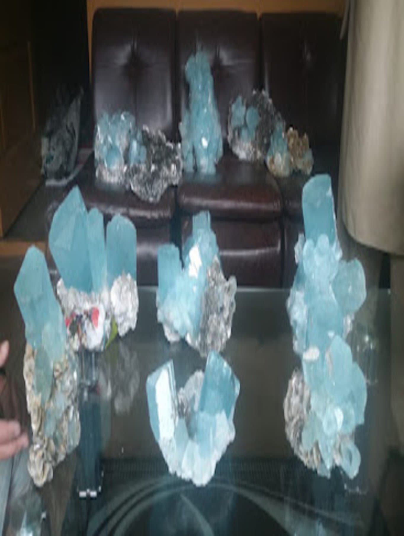 A collection of natural aquamarine crystal specimens from the Hunza Minerals collection