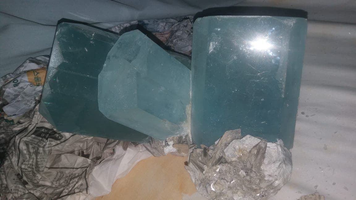 Raw untreated aquamarine crystal specimen from Chumar Bakhoor, Nagar, Gilgit-Baltistan