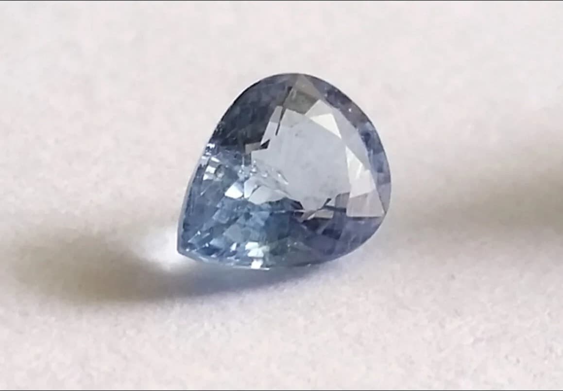 A pale blue faceted tourmaline gemstone